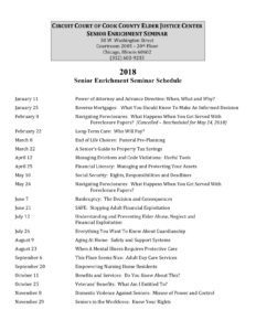 2018 Senior Enrichment Seminar Schedule