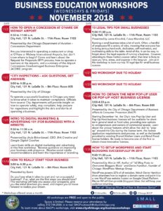 2018 November Small Business Monthly Workshop Calendar