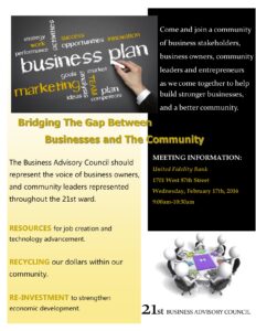 21st Ward Business Advisory Council – Bridging The Gap Between Businesses and the Community
