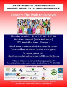 Cancer The Path to Survival, Community Grand Round March 2016!