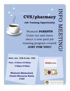 CVS/pharmacy Job Training Information Meetings 1/15 For Westcott Elementary School Parents!