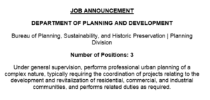 Chicago DPD is accepting applications for three open City Planner positions!