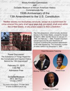 Celebrate the 150th Year of the 13th Amendment with the Illinois Amistad Commission and the DuSable Museum of African American History