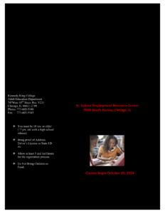 GED Classes Start October 20th Call To Register!