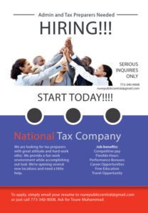 Hiring – Admin and Tax Preparers Needed!