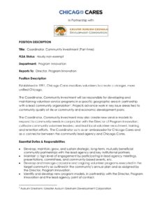 Coordinator, Community Investment (Part-time) POSITION AVAILABLE