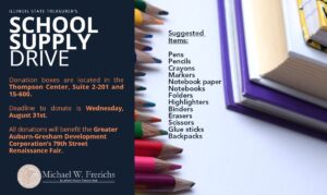IL State Treasurer School Supply Drive, Support the 79th Street Renaissance Festival